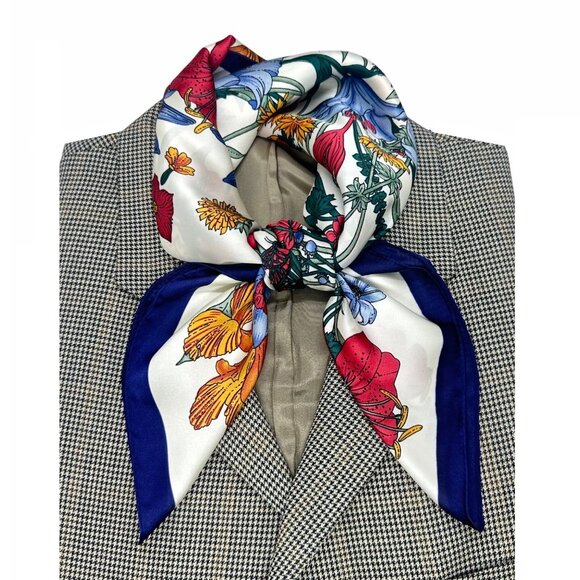 Unbranded Accessories - New Elegant Bandana Square Silky Scarf BLACK Flowers Garden Versatile Shawl Wrap